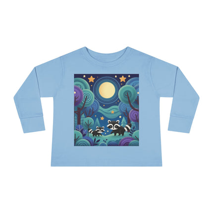 Enchanted Nighttime Raccoons Toddler Long Sleeve Tee