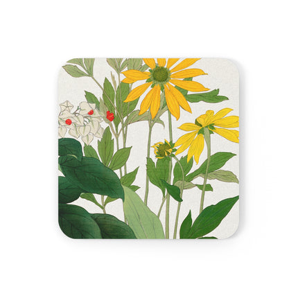 Clerodendrum & Rudbeckia Flower by Tanigami Kônan Cork Back Coaster