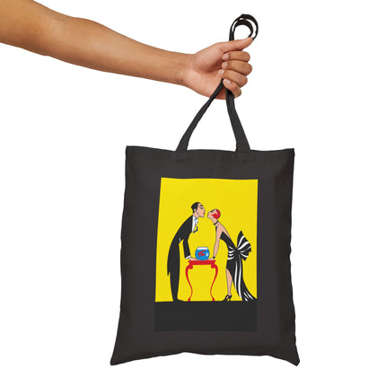 A Moment of Elegance: A Passionate Embrace Amidst Golden Splendor Cotton Canvas Tote Bag