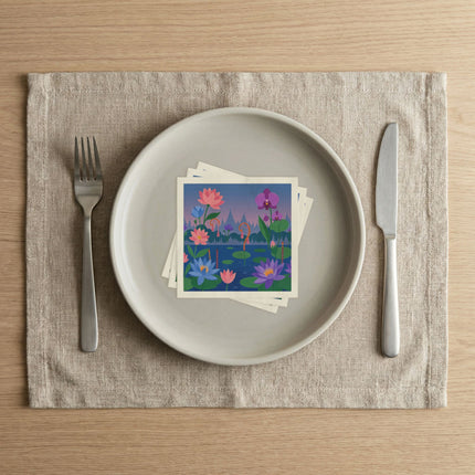 🪷🌸 The Enchanted Lotus And Orchid Garden Napkins – Whimsical Oriental Floral Elegance