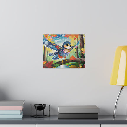 Baby Hawk Plays in Forest Matte Canvas, Stretched, 0.75"