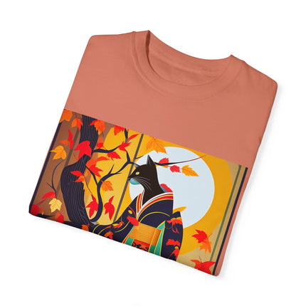Black Cat in Kimono Unisex Garment-Dyed T-shirt