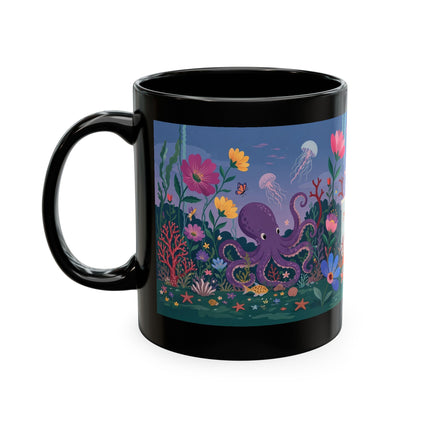 🐠🌸 The Lady Of The Underwater Flower Garden Ceramic Mug – Art Deco Aquatic Whimsy