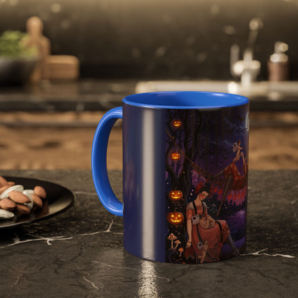 🌙🎃 Moonlit Mischief In The Pumpkin Grove Colorful Mug – Whimsical Halloween Fantasy