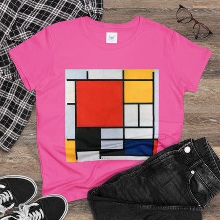 Composition with Red, Yellow, Blue, and Black by Piet Mondrian Women's Midweight Cotton Tee