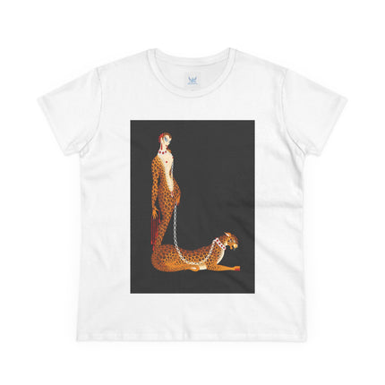 Leopard Queen Women's Midweight Cotton Tee – Exotic Glamour & Timeless Elegance
