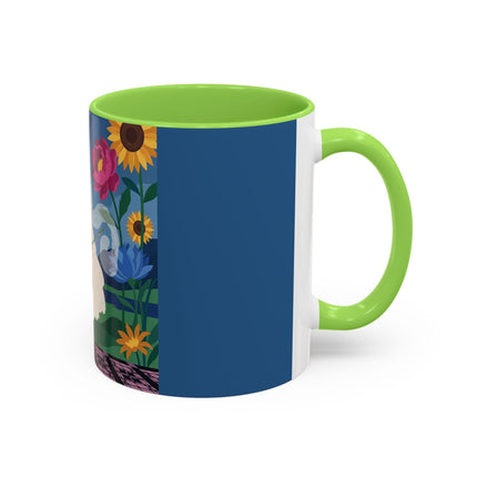 The Lady Of The Golden Parasol Colorful Mugs – Art Deco Botanical Elegance