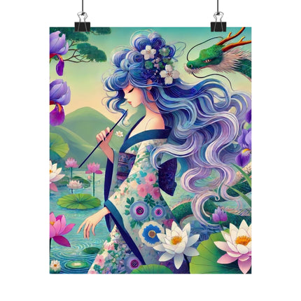 🐉🪷 Fairy of the Koi Pond Matte Vertical Poster – Tranquil Magic & Dragon Grace