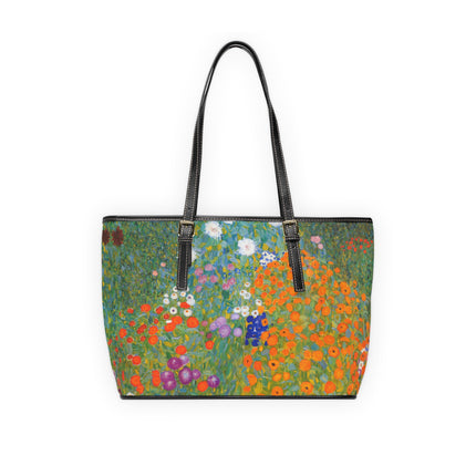 Cottage Garden by Gustav Klimt PU Leather Shoulder Bag