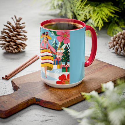 🌼🎄 The Christmas Blossom Belle Colorful Mug – Colorful Art Deco Holiday Fantasy