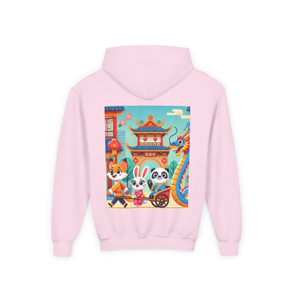Lantern Street Dragon Parade Youth Hooded Sweatshirt – Festive Lights & Storybook Magic