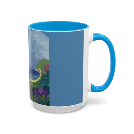The Lady And The Sea Breeze Colorful Mugs – Art Deco Coastal Serenity