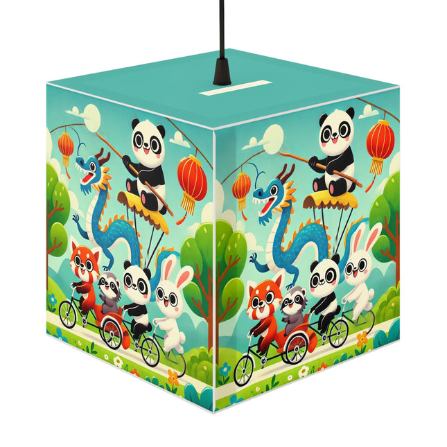🚲🐼 The Rolling Along Together Light Cube Lamp – Friendship, Fun & Playful Adventure