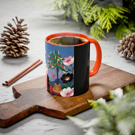 🌹🎄 The Lady Of The Candlelit Rose Tree Colorful Mug – Art Deco Christmas Garden