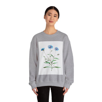 Blue Strawflower by Anselmus Boëtius de Boodt Heavy Blend™ Crewneck Sweatshirt
