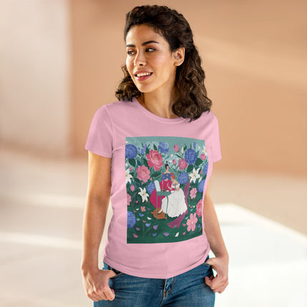💎🌸 The Lady Of The Jeweled Garden Cotton Tee – Art Deco Floral Elegance