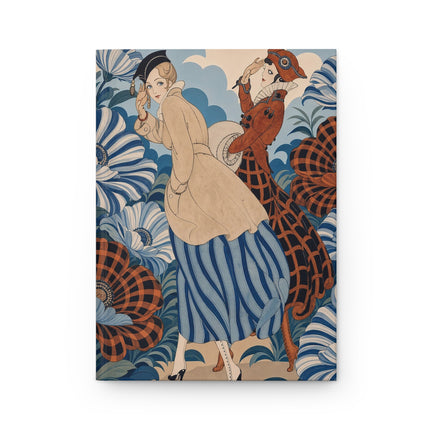 💙🧡 The Blue Blossom Garden Promenade Hardcover Journal – Art Deco Fashion Whimsy