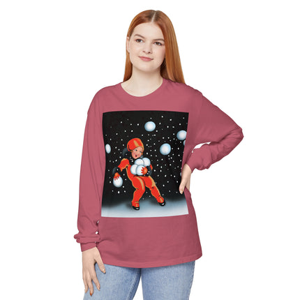 Festive Snowball Unisex Garment-dyed Long Sleeve T-Shirt
