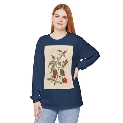 Botanical Pl.15 by Maria Sibylla Merian Garment-dyed Long Sleeve T-Shirt