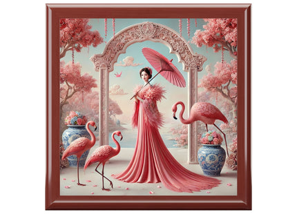 Petals, Porcelain, and Flamingos Jewelry Box
