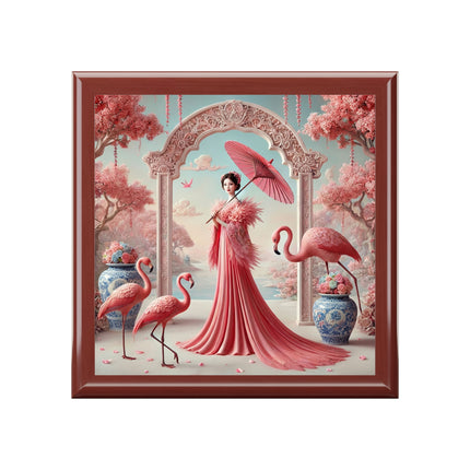 Petals, Porcelain, and Flamingos Jewelry Box