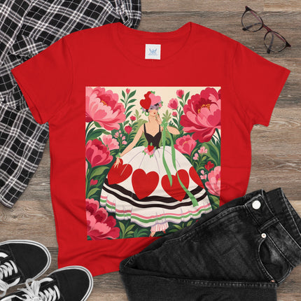 ❤️🌸 The Heart Garden Cotton Tee – Art Deco Floral Romance