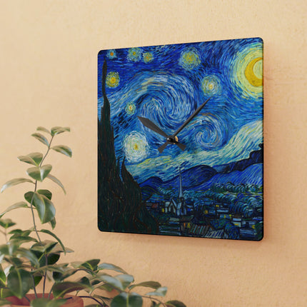 The Starry Night by Vincent Van Gogh Acrylic Wall Clock, Round and Square
