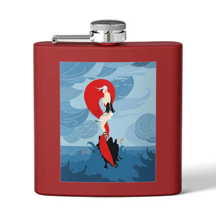 Siren of the Waves Stainless Steel Flask – Dramatic Sea Power & Bold Elegance