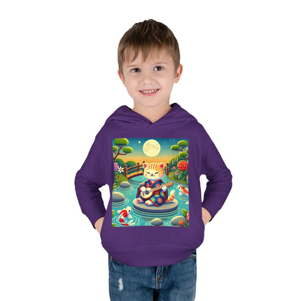 Melodic Kitten by the Koi Pond Toddler Pullover Fleece Hoodie