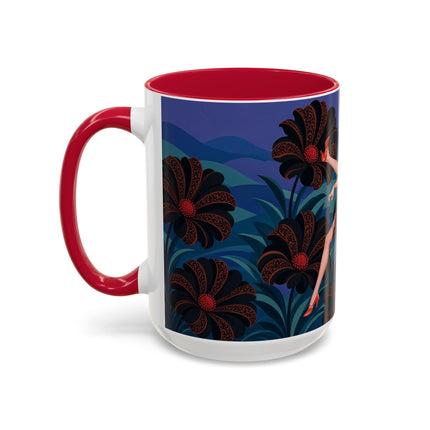 🖤🌺 The Midnight Floral Acrobat Colorful Mug – Art Deco Fashion Whimsy
