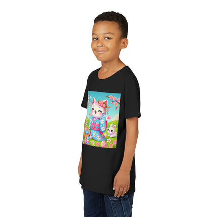 Springtime Kitten’s Easter Joy Youth Short Sleeve Tee