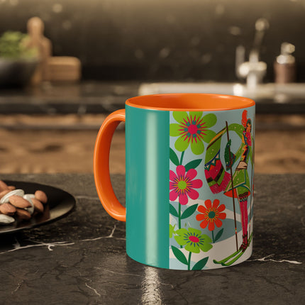 🎿🌸 The Winter Flower Adventurer Colorful Mug – Colorful Ski Fantasy