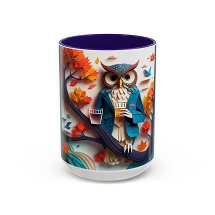 Owl at an Autumn Park Colorful Mugs (11oz, 15oz)
