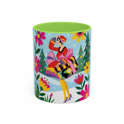 🌸🎄 Christmas In The Winter Garden Colorful Mug – Whimsical Holiday Fantasy