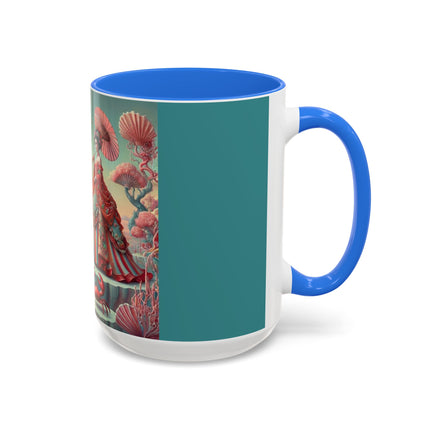 Cherry Blossom Courtesans & Crimson Crab Colorful Mug – Imperial Elegance & Playful Charm