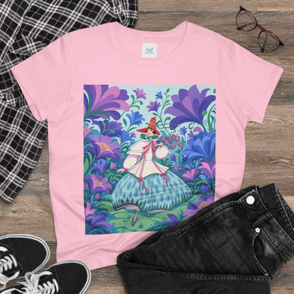 🌸🎶 The Garden Melody Cotton Tee – Art Deco Floral Whimsy