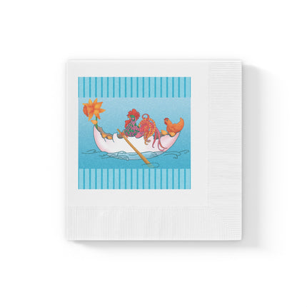 A Rooster's Seafaring Adventure White Coined Napkins