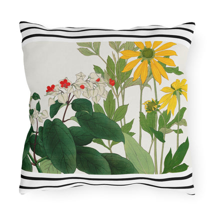 Clerodendrum & Rudbeckia Flower by Tanigami Kônan Outdoor Pillows