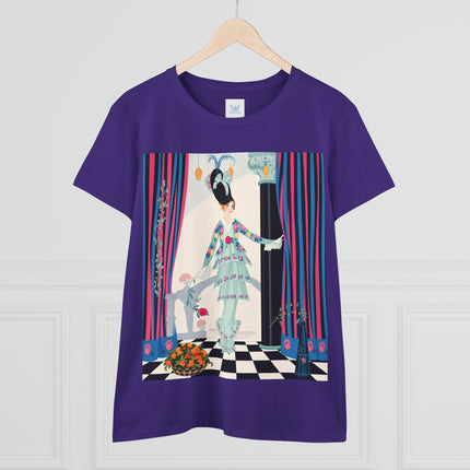 🌸🎭 The Lady Of The Garden Salon Cotton Tee – Art Deco Floral Elegance