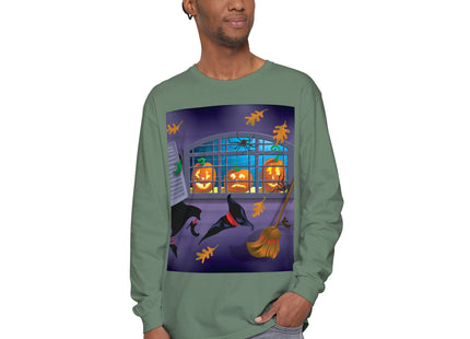 Whimsical Halloween Mischief Unisex Garment-dyed Long Sleeve T-Shirt