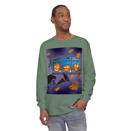Whimsical Halloween Mischief Unisex Garment-dyed Long Sleeve T-Shirt