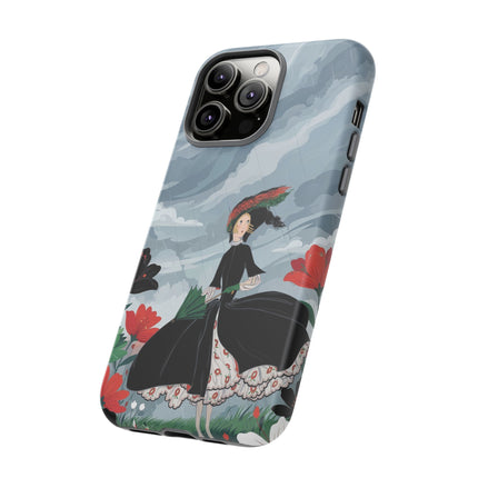 🌧️🌺 The Stormy Flower Walk Phone Case – Art Deco Floral Fashion