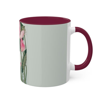 Blooming Lotus Flowers by Ohara Koson Colorful Mugs, 11oz