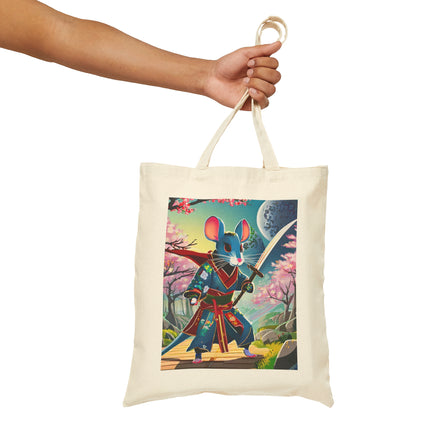Cyber Samurai Rat Cotton Canvas Tote Bag