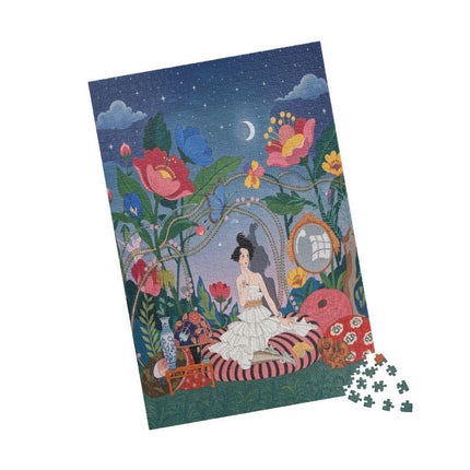 🌙🌺 The Lady Of The Midnight Garden Puzzle – Art Deco Floral Reverie