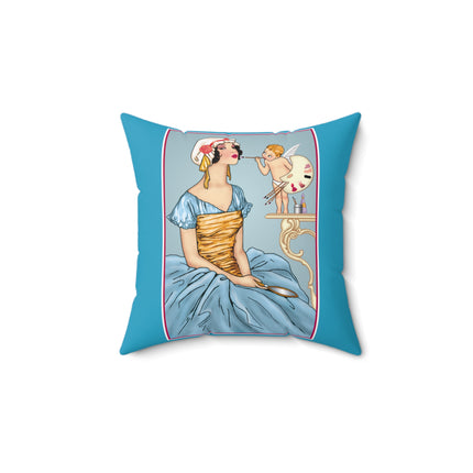 The Enchanting Painter: A Fairy's Artistic Touch Spun Polyester Square Pillow