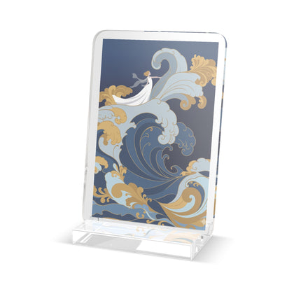 Wave Enchantress Acrylic Plaque – Oceanic Grace & Golden Tides