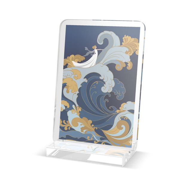 Wave Enchantress Acrylic Plaque – Oceanic Grace & Golden Tides