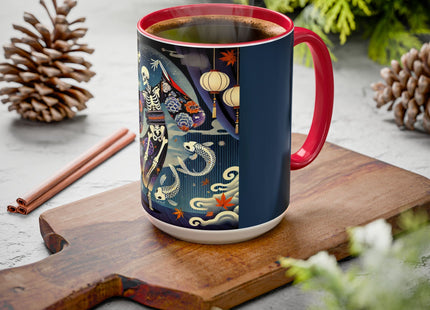 Skeleton Kabuki Performer Colorful Mugs (11oz, 15oz)