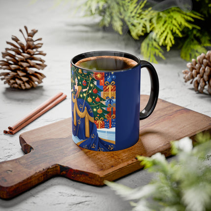 👑🎄 The Christmas Queen Of Golden Bells Colorful Mug – Art Deco Holiday Elegance